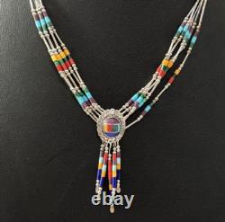 Vintage Navajo Turquoise Heart Native American Jewelry Silver Heishi Set