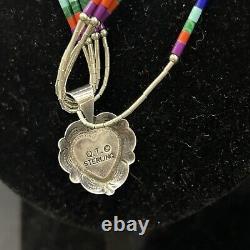 Vintage Navajo Turquoise Heart Native American Jewelry Silver Heishi Set