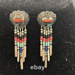 Vintage Navajo Turquoise Heart Native American Jewelry Silver Heishi Set
