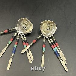 Vintage Navajo Turquoise Heart Native American Jewelry Silver Heishi Set