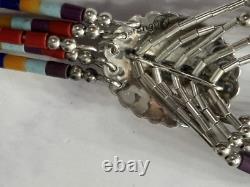 Vintage Navajo Turquoise Heart Native American Jewelry Silver Heishi Set