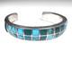 Vintage Navajo Turquoise Inlay Sterling Silver Cuff Bracelet 6-3/4 41g #221