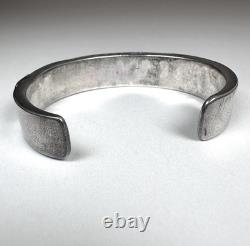 Vintage Navajo Turquoise Inlay Sterling Silver Cuff Bracelet 6-3/4 41g #221