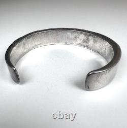 Vintage Navajo Turquoise Inlay Sterling Silver Cuff Bracelet 6-3/4 41g #221