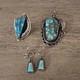 Vintage Navajo Turquoise Jewelry Pendant/ Ring And Earrings/ 3 Total