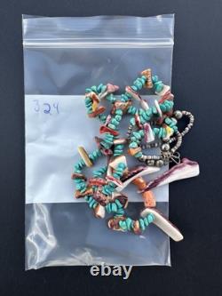 Vintage Navajo Turquoise Necklace 29 Spiny Oyster Heishi Bead #324