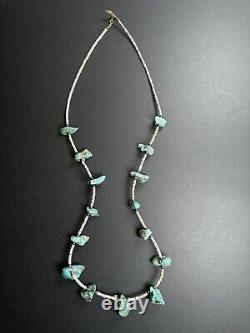 Vintage Navajo Turquoise Nugget Heishi Bead Necklace 27.5 46g #298