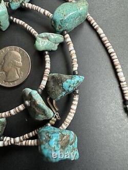 Vintage Navajo Turquoise Nugget Heishi Bead Necklace 27.5 46g #298