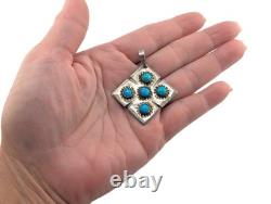 Vintage Navajo Turquoise Silver Pendant Handmade NA Retro Jewelry