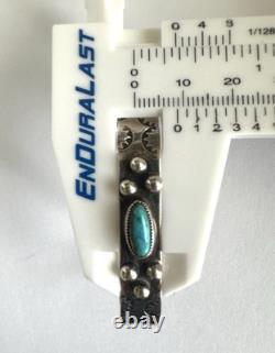 Vintage Navajo Turquoise Stamped COIN Silver Cuff Bracelet 6 SIGNED DB #192