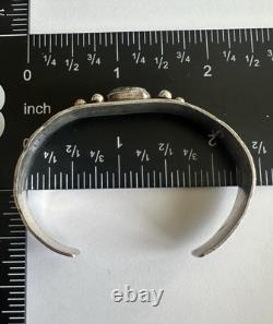 Vintage Navajo Turquoise Stamped COIN Silver Cuff Bracelet 6 SIGNED DB #192