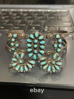 Vintage Navajo Turquoise Sterling Silver Bracelet & Earrings! Nice Set