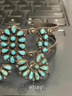 Vintage Navajo Turquoise Sterling Silver Bracelet & Earrings! Nice Set