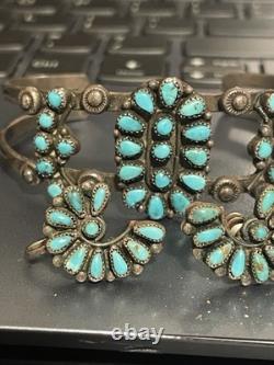 Vintage Navajo Turquoise Sterling Silver Bracelet & Earrings! Nice Set