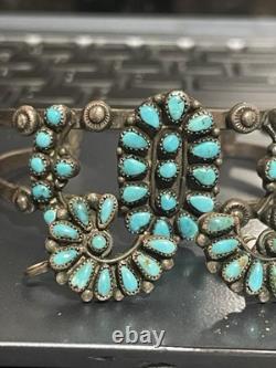 Vintage Navajo Turquoise Sterling Silver Bracelet & Earrings! Nice Set