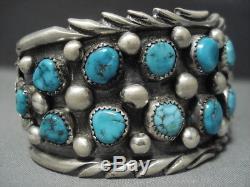 Vintage Navajo Turquoise Sterling Silver Bracelet Old Pawn