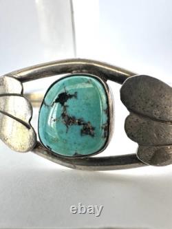 Vintage Navajo Turquoise Sterling Silver Cuff Bracelet 7 19 grams #217