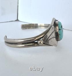Vintage Navajo Turquoise Sterling Silver Cuff Bracelet 7 19 grams #217
