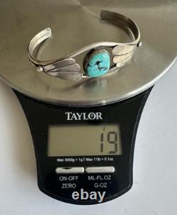 Vintage Navajo Turquoise Sterling Silver Cuff Bracelet 7 19 grams #217