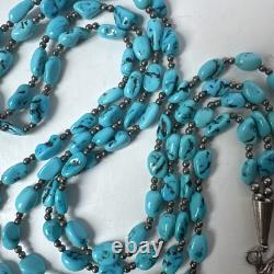 Vintage Navajo Turquoise Sterling Silver Necklace