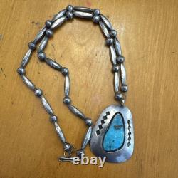 Vintage Navajo Turquoise Sterling Silver Necklace-Native American Jewelry
