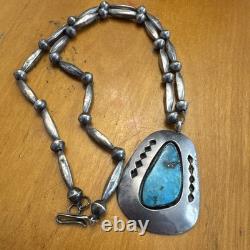 Vintage Navajo Turquoise Sterling Silver Necklace-Native American Jewelry