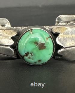 Vintage Navajo Turquoise Sterling Silver Wire Cuff Bracelet 6 26 grams #283