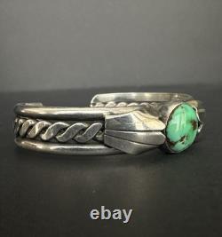 Vintage Navajo Turquoise Sterling Silver Wire Cuff Bracelet 6 26 grams #283