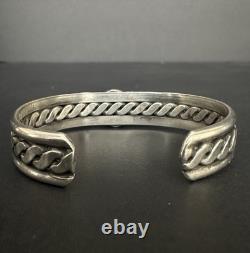 Vintage Navajo Turquoise Sterling Silver Wire Cuff Bracelet 6 26 grams #283
