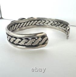 Vintage Navajo Turquoise Sterling Silver Wire Cuff Bracelet 6 26 grams #283