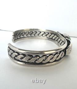 Vintage Navajo Turquoise Sterling Silver Wire Cuff Bracelet 6 26 grams #283