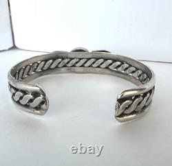 Vintage Navajo Turquoise Sterling Silver Wire Cuff Bracelet 6 26 grams #283