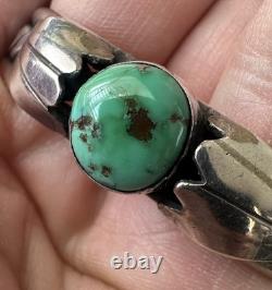 Vintage Navajo Turquoise Sterling Silver Wire Cuff Bracelet 6 26 grams #283