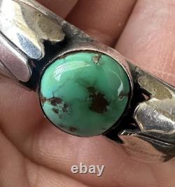 Vintage Navajo Turquoise Sterling Silver Wire Cuff Bracelet 6 26 grams #283