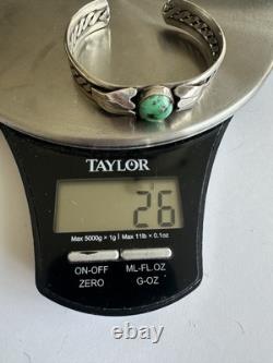 Vintage Navajo Turquoise Sterling Silver Wire Cuff Bracelet 6 26 grams #283