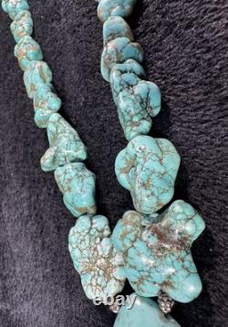 Vintage Navajo Turquoise chunky necklace with 925 ATI Sterling Silver 105+ Grams