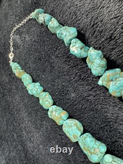 Vintage Navajo Turquoise chunky necklace with 925 ATI Sterling Silver 105+ Grams