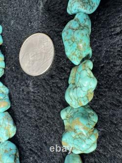 Vintage Navajo Turquoise chunky necklace with 925 ATI Sterling Silver 105+ Grams