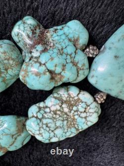 Vintage Navajo Turquoise chunky necklace with 925 ATI Sterling Silver 105+ Grams