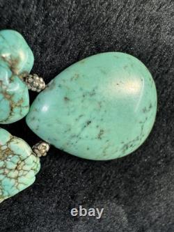 Vintage Navajo Turquoise chunky necklace with 925 ATI Sterling Silver 105+ Grams
