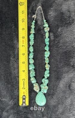 Vintage Navajo Turquoise chunky necklace with 925 ATI Sterling Silver 105+ Grams