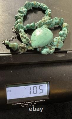 Vintage Navajo Turquoise chunky necklace with 925 ATI Sterling Silver 105+ Grams