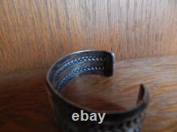 Vintage Navajo Twist Triple Stamped Sterling Silver Cuff Bracelet