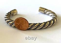 Vintage Navajo Twisted Rope Of Round Stock Tribal Bangle Bracelet Cuff Sterling