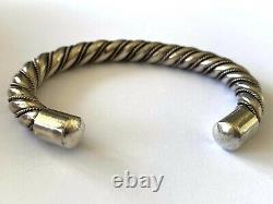 Vintage Navajo Twisted Rope Of Round Stock Tribal Bangle Bracelet Cuff Sterling