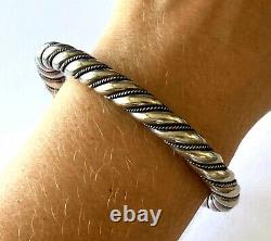 Vintage Navajo Twisted Rope Of Round Stock Tribal Bangle Bracelet Cuff Sterling