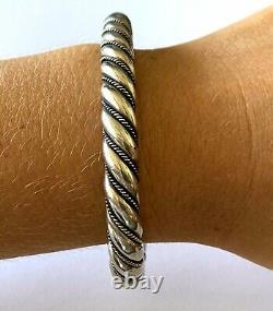 Vintage Navajo Twisted Rope Of Round Stock Tribal Bangle Bracelet Cuff Sterling