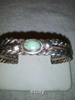 Vintage Navajo Twisted Wire Bracelet with #8 Spiderweb Turquoise