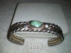 Vintage Navajo Twisted Wire Bracelet with #8 Spiderweb Turquoise