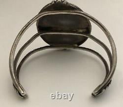 Vintage Navajo Unakite Jasper Native American Sterling Silver. 925 Cuff Bracelet